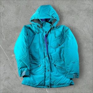 Vintage The North Face Jacket Men Medium Blue Goose Down Hooded Puffer Parka 90s